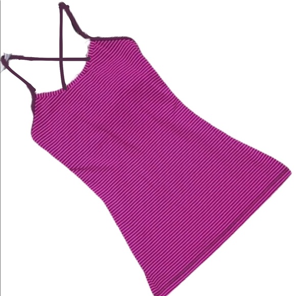 LULULEMON Pink Purple Striped Racer Back Tank Top - Picture 1 of 6